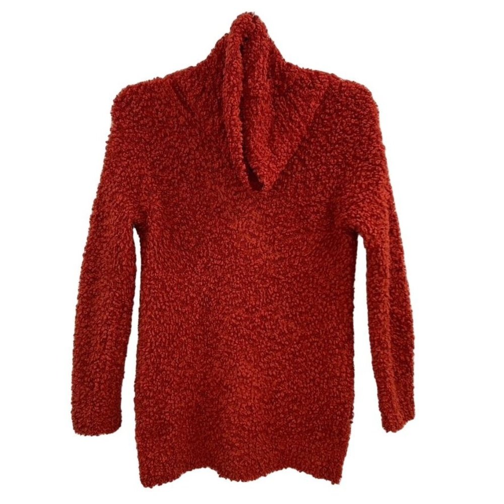 Pink Rose Chunky Knit Sweater Sz M Pullover Cowl Neck Rust